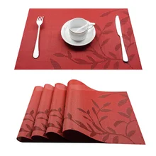 Top Finel Set of 4 PVC Flower Pattern Placemats for Dining Table Runner Linens Place Mat in Kitchen Accessories Cup Wine Mat