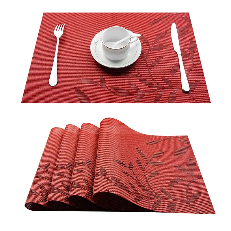 Top Finel Set of 4 PVC Flower Pattern Placemats for Dining Table Runner Linens Place Mat in Kitchen Accessories Cup Wine Mat
