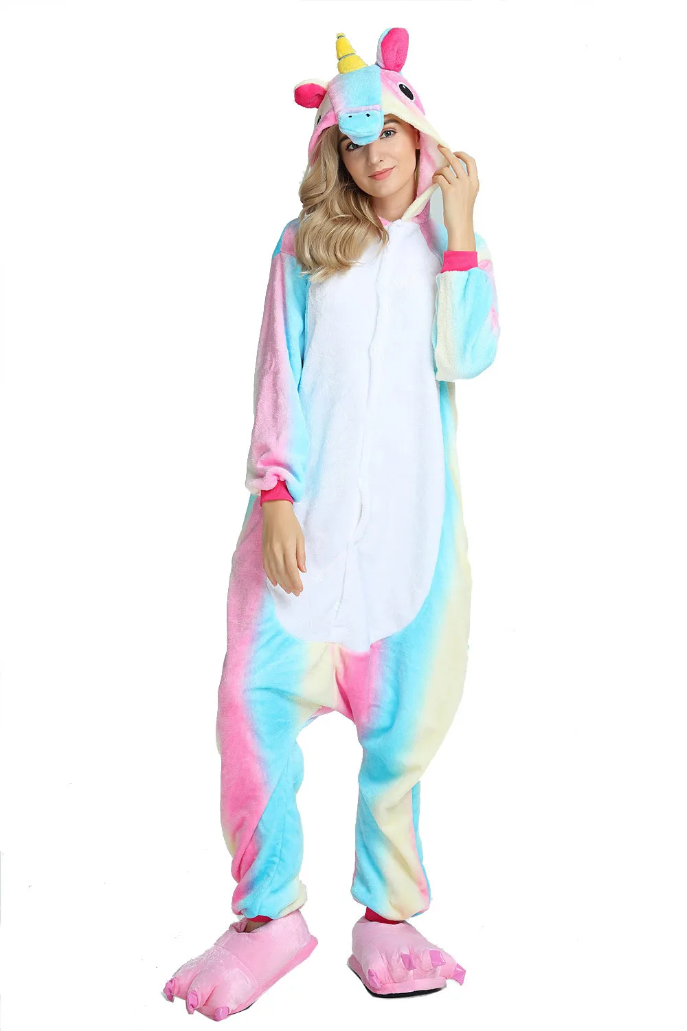 Кигуруми пижамы костюм единорога для взрослых комбинезон женские пижамы Пижама в виде единорога зимняя одежда для сна цельные ночные костюмы