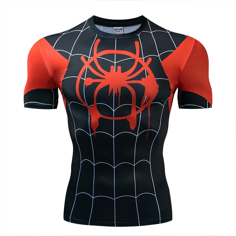 

Short sleeve Spiderman 3D Printed T shirts Men Compression Shirts 2019 New Short Sleeve Comics Cosplay Costume Cloth Tops Male