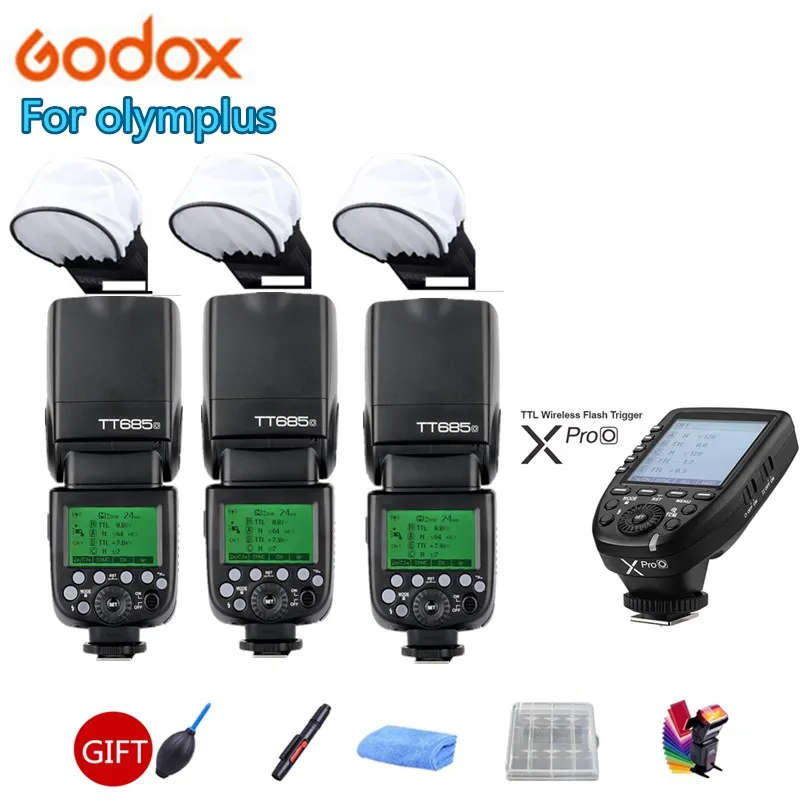 

3X Godox TT685O 2.4G TTL GN60 Wireless Speedlite Camera Flash Xpro-O Trigger for Panasonic DMC-G85 GH4 GF1 GX85 LX100 FX2500GK