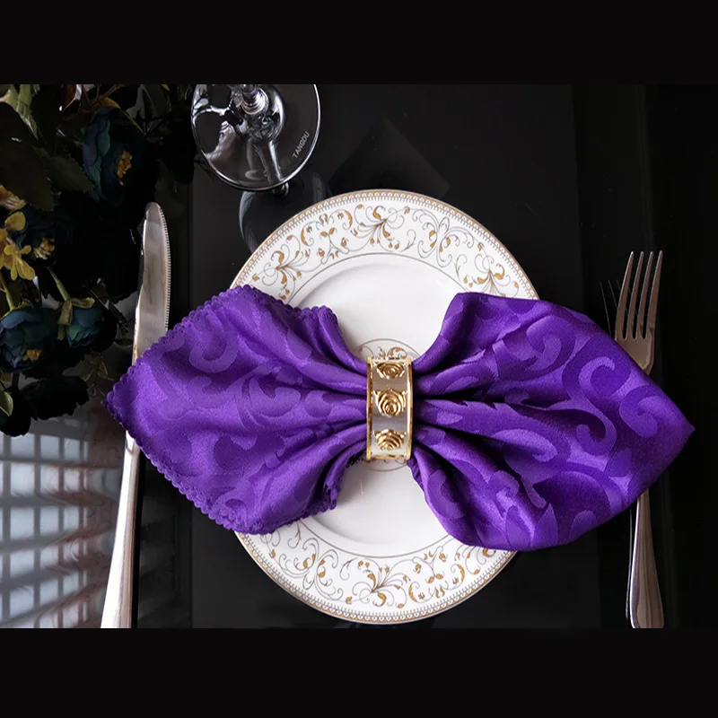 YRYIE 10 шт./лот полиэстер 48 см квадратный скатерти салфетки для свадьбы День рождения украшения цветные салфетки ткань с вышивкой - Цвет: Purple