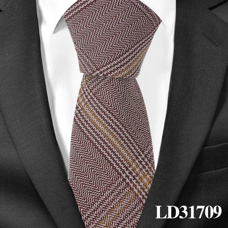 Мода хлопчатобумажный галстук для Для мужчин узкие Для мужчин галстук для Бизнес 6 см Ширина Проверьте Галстуки классические костюмы в