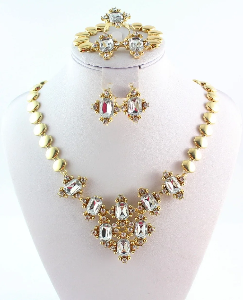 Wholesale 12 Sets Free shipping Fashion Jewelry Australia Crystal Gold