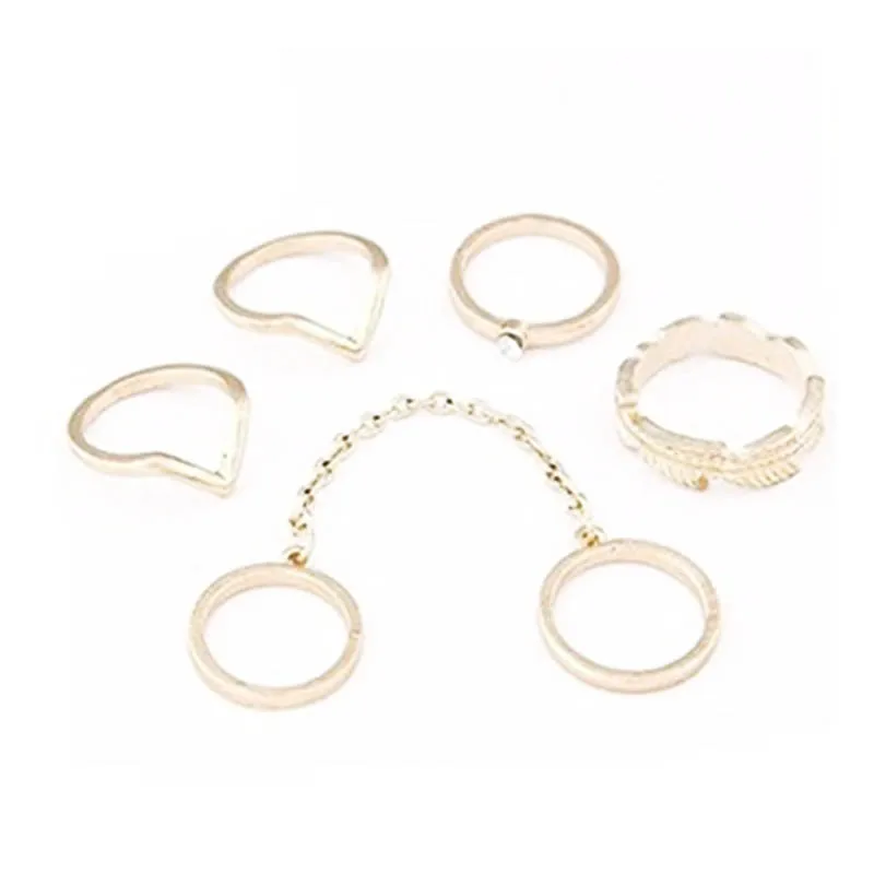 

Set 6Pcs Lot of Phalanx Rings Fleche Moon Midi with Pearl Fancy Boheme Jewelry for Woman and Girl (6Pcs Gold)