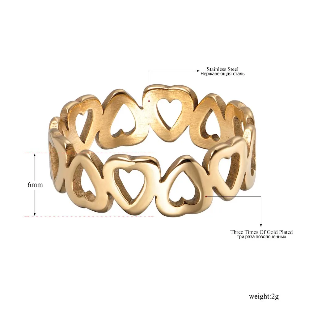 JeeMango Романтические полые в форме сердца Свадебные модные пары колец стиль 316L нержавеющая сталь женское кольцо ювелирные изделия Anillo R17154