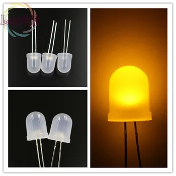 

100 pcs/bag 10mm Round top Diffused Yellow LED Light 10mm Round top Emitting Diodes DIY