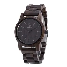 Для мужчин лучший бренд Дизайн деревянные часы ультра тонкий циферблат часов Повседневное наручные Часы с полной черные сандалии деревянный полосы деревянный Часы