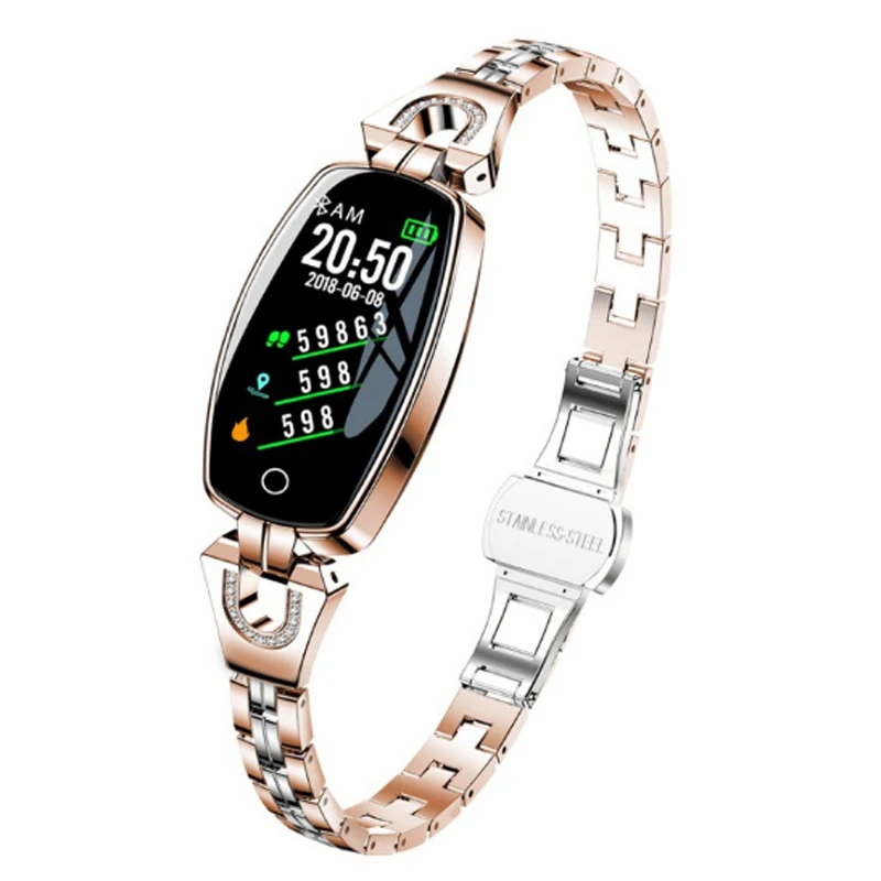 Eagood модные часы Smart Watch Для женщин Водонепроницаемый Мониторинг частоты сердечных сокращений Bluetooth Смарт-часы для Android IOS спортивные женские браслет - Цвет: Golden