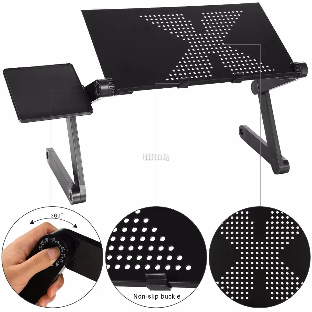 Homdox Computer Desk Portable Adjustable Foldable Laptop Notebook Lap PC Folding Desk Table Vented Stand Bed Tray