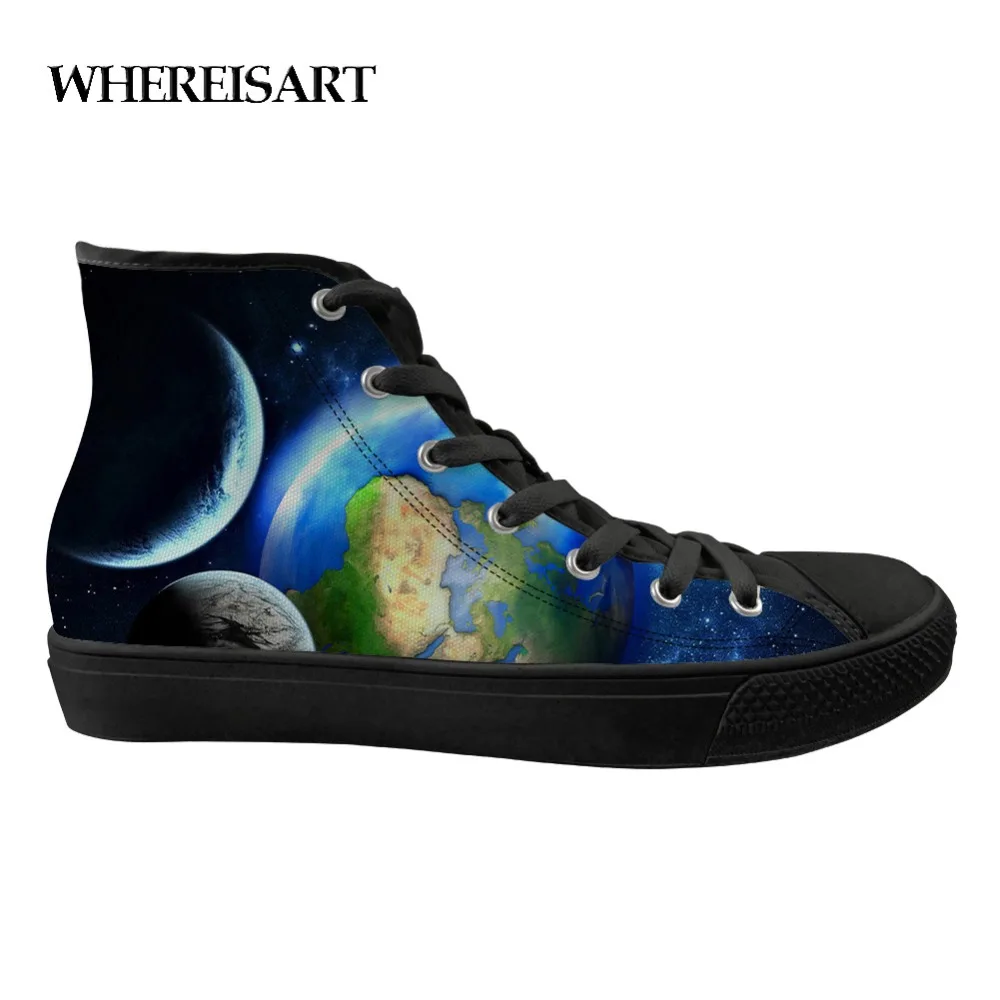 

WHEREISART 2019 New Shoes For Teens Starry Galaxy Printing Mens Designer Sneakers Flats Spring Autumn Vulcanize Shoes Casual