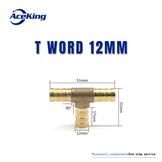All copper pagoda joint y-type gas pipe three-way gas pipe straight hose joint fitting t-type three-way four-way joint gree head T mord 12MM