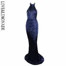 Love& Lemonade/длинные эластичные платья с открытой спиной и пайетками, 4 цвета, LM0809 - Цвет: NAVY