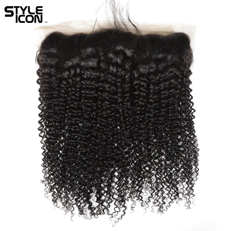 Styleicon Kinky Curly Bundle with Frontal Peruvian Hair Bundles with Frontal 13x4 Curly Wave Non-Remy Hair Bundles Closure
