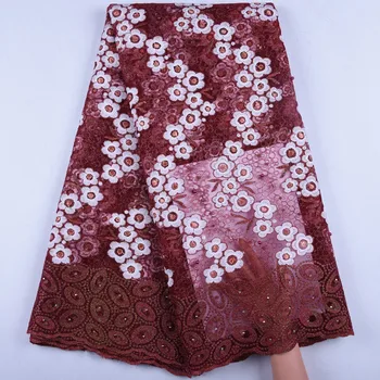

Wine Color Nigerian French Lace Fabrics 2019 African Tulle Lace Fabric High Quality African Lace Wedding Fabric For Dress Y1555