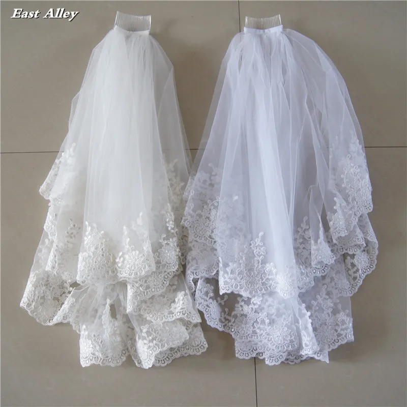 2 Layer Elbow Length Bridal Veil High Quality Lace Wedding Veil With