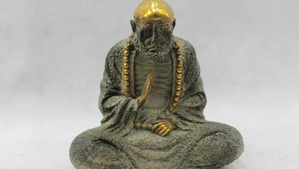 

8"Chinese Buddhism Folk Pure Bronze Lucky Bodhidharma arhat Buddha Statue