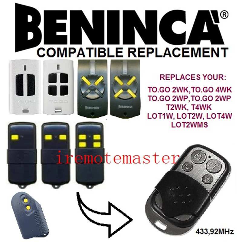 BENINCA TO.GO 4WK 2WP 4WP T2WK T4WK LOT1W LOT2W LOT4W LOT2WMS сменный пульт дистанционного
