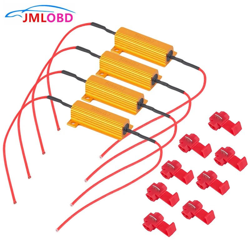 

4pcs Top Quality 50W 6Ohm Car LED DRL Fog Turn Singal Load Resistor for Fix LED Bulb Fast Hyper Flash Turn Signal Hot Selling