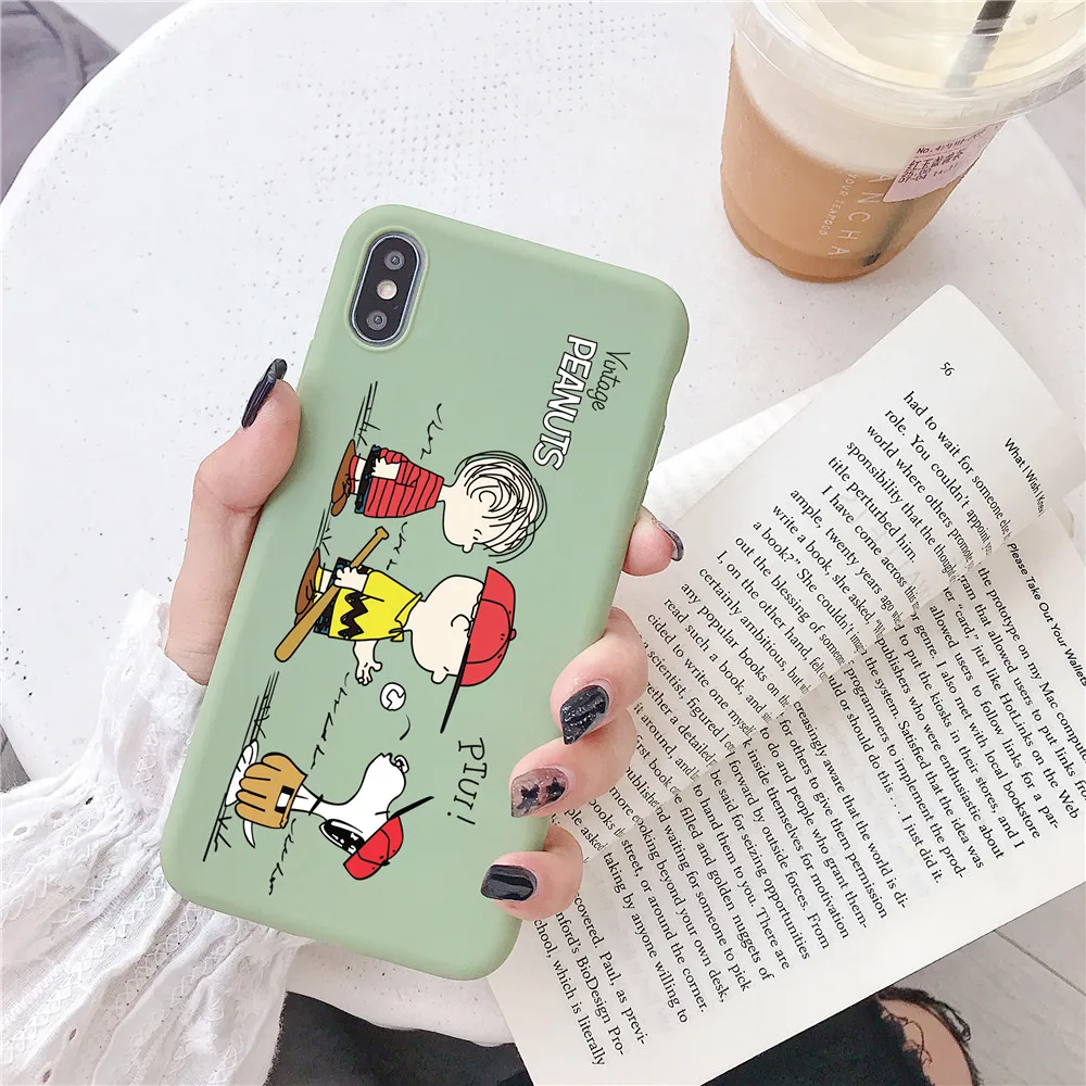 Cute peanut cartoon Charlie Brown friends Phone Case For Apple iPhone 7 8 6 6s Plus 11 pro X XS Max Xr relief Candy TPU Cover - Color: 2