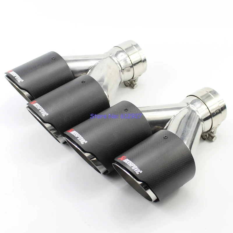 

2PCS: ID 51mm 54mm 57mm 60mm 63mm OD 89mm 101mm Racing Car Carbon Fiber Akrapovic Exhaust Tip Muffler Dual Noses Tips End Pipe