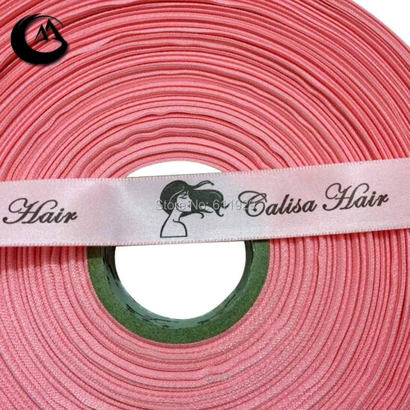 Buy customized women hair extension ribbon printing printed satin ribbon silk tape custom hair