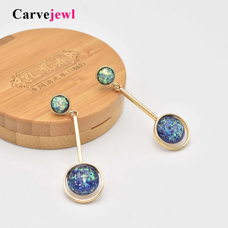 

Carvejewl unique long earrings simulated pearl abstract pendulum glitter stone plastic post anti allergy earrings women jewelry