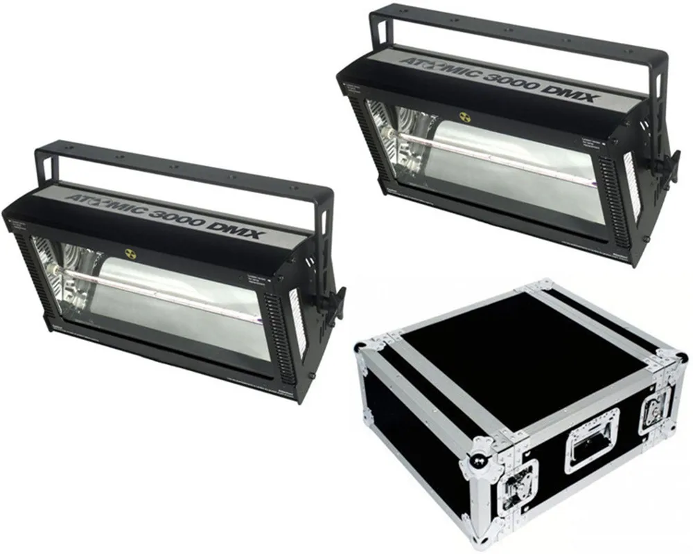 

Flightcase packing 2pcs/lot Atomic 3000 Strobe Light dmx Super bright 3000W DMX Strobe Flash Light COB dj Strobe Lights