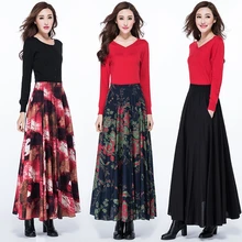 Осенне-зимняя модная повседневная одежда больших размеров с высокой талией из хлопка и льна для женщин и девочек, одежда, юбки