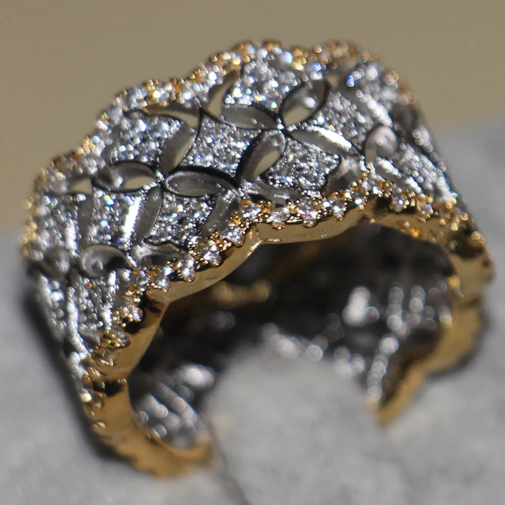 Choucong, роскошные ювелирные изделия, 925 пробы, серебро и золото, AAA CZ, имитация камней, свадебное обручальное женское кольцо, рождественский подарок, 5-11