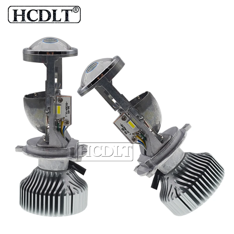 

HCDLT 1 Set H4 LED Mini Projector Lens Hi/Lo Beam 1.5 Inch Car LED Headlight Bulbs H4 LHD RHD 70W 5500K White LED Conversion Kit