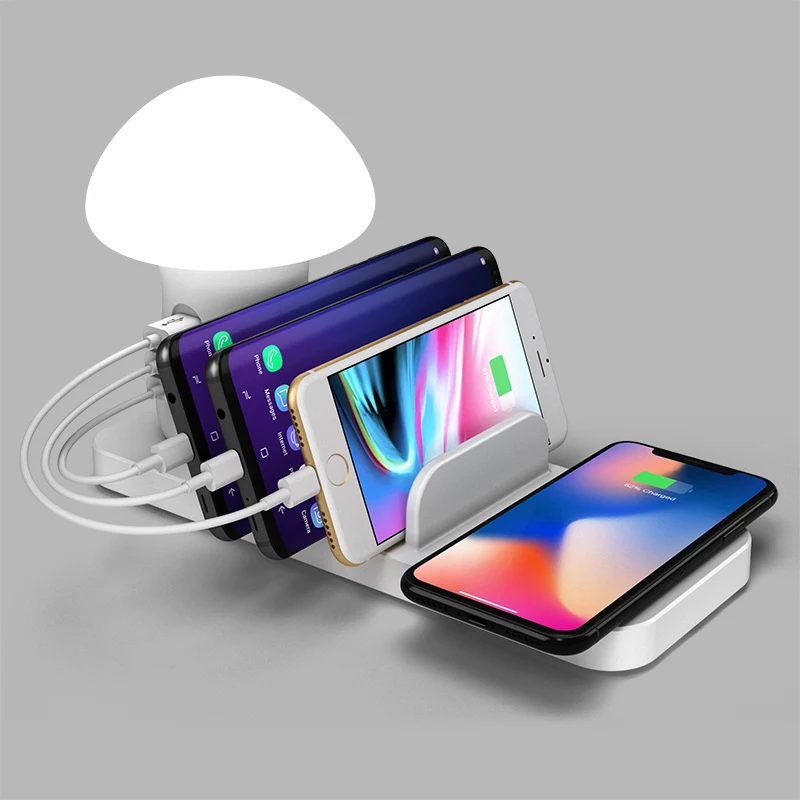 محطة شحن ل أجهزة متعددة 3 منافذ USB مع اللاسلكية شاحن سريع 3.0 للهاتف أقراص SL @ 88