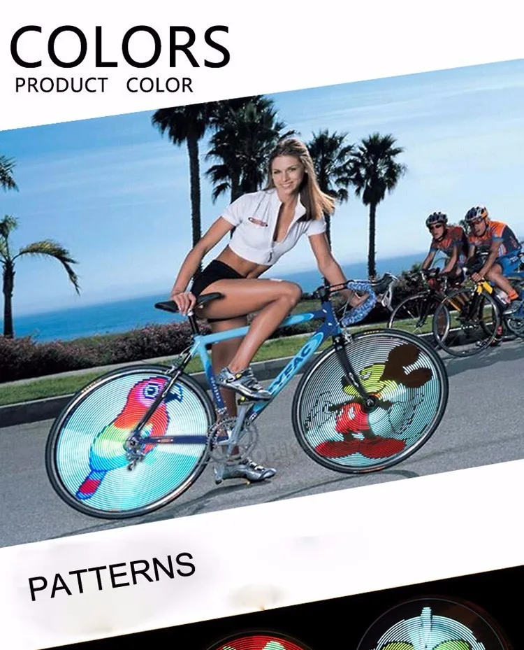 Sale Leadbike New 64 LED RGB Bicycle Wheel Spoke Light Waterproof Programmable DIY Light Bike Smart Lamp Double-sided Display Pattern 2