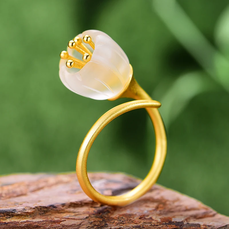 Lotus Fun Moment реального 925 пробы серебро кристалл натуральный камень Модные