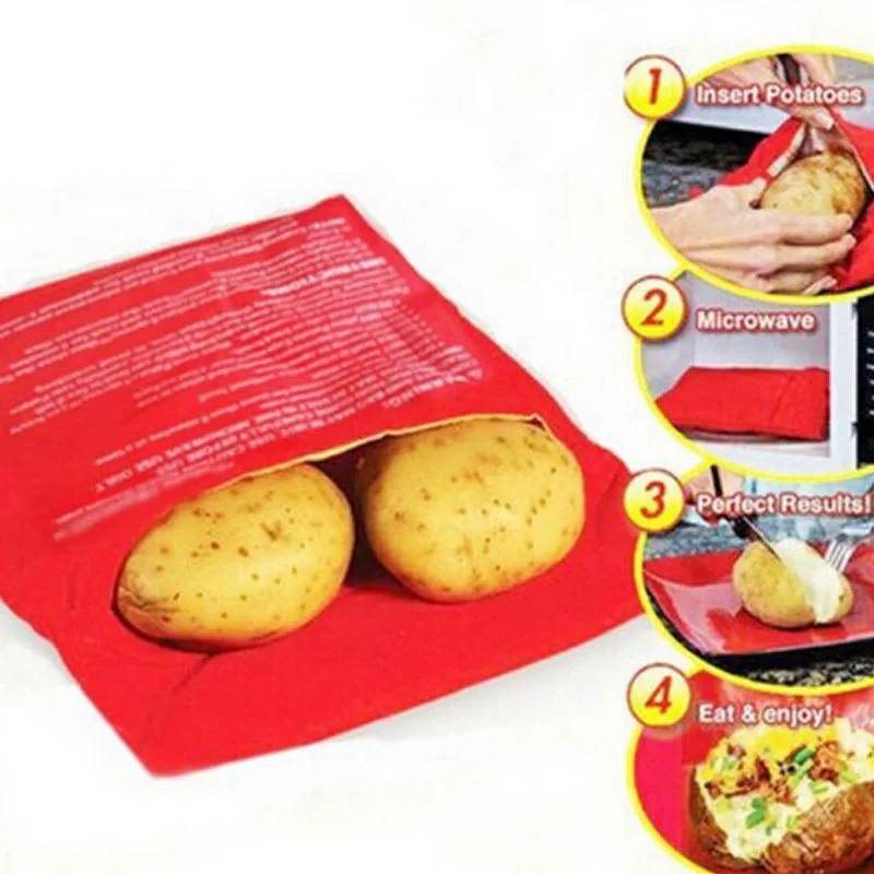 Oven Microwave Baked Red Potato Bag For Quick Fast Cook 4 Potatoes At