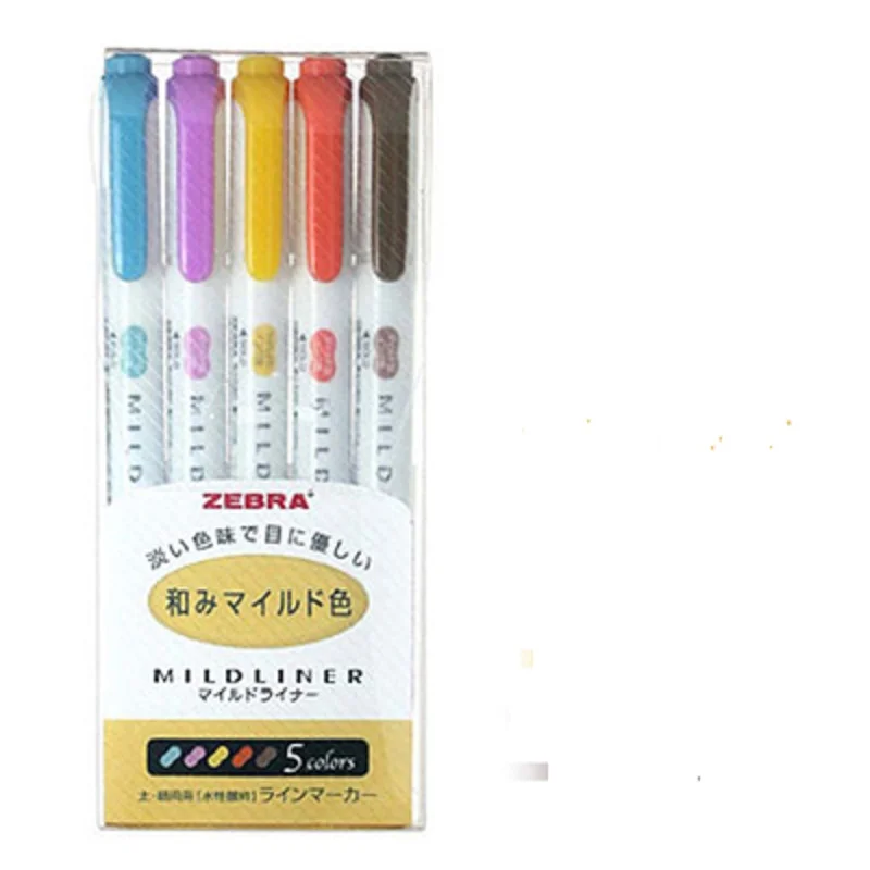 

ZEBRA Mildliner Series WKT7 Double head Highlighter Marker pen Five Color Set