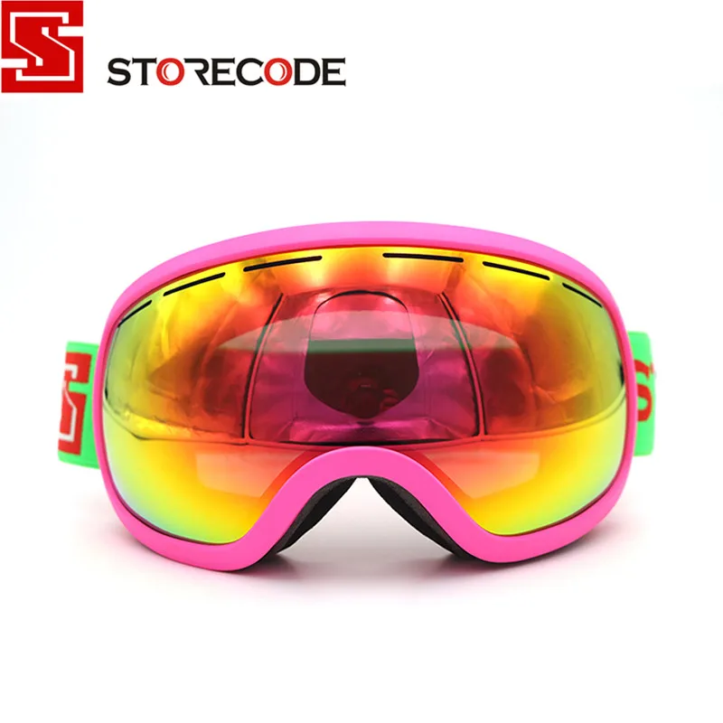 StoreCode Brand Ski Goggles Double Lens Anti Fog UV400 Snowboard Glasses Men Women Pink Frame