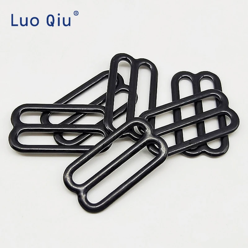 Luo Qiu 25 мм бюстгальтер регулируемые пряжки черный 8 бюстгальтер нижнее белье металлическая и пластиковая пряжка бюстгальтер застежка с нейлоновым покрытием, металлический(18 шт./партия