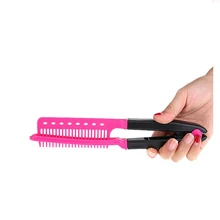 Красивая парикмахерская расческа V клип выпрямитель расческа для волос расческа, прямые волосы шина выпрямляющая распутывающая расческа