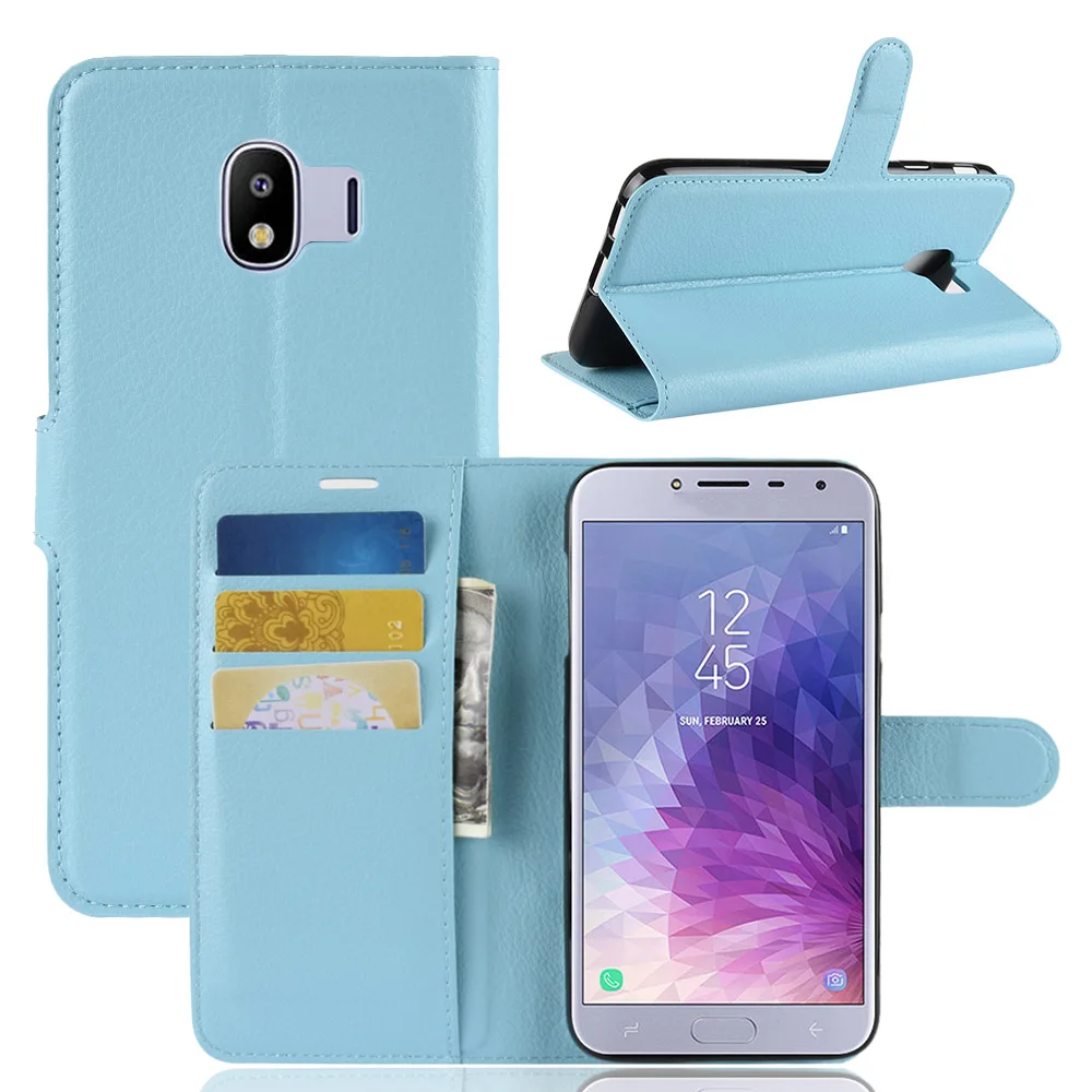 Роскошный кожаный чехол книжка baisxst для Samsung J4 2018 с подставкой