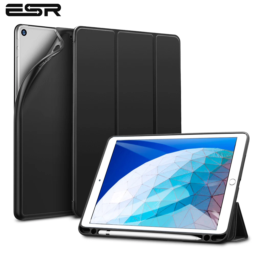 ESR чехол для iPad Air 3 Фолио крышка отделения для резинового масла ультра тонкий умный чехол Мягкий ТПУ задний Чехол с карандашом слот для iPad Air