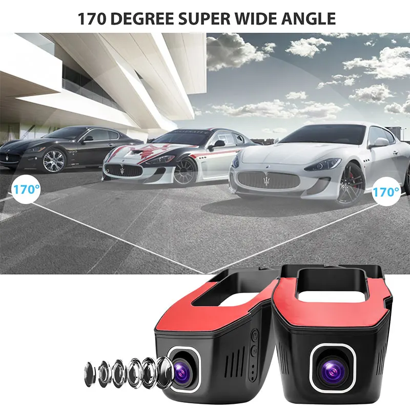 Dash Cam WIFI Driving Recorder Car DVR Automobile Loop Recording Univerasl G-Gensor Lens