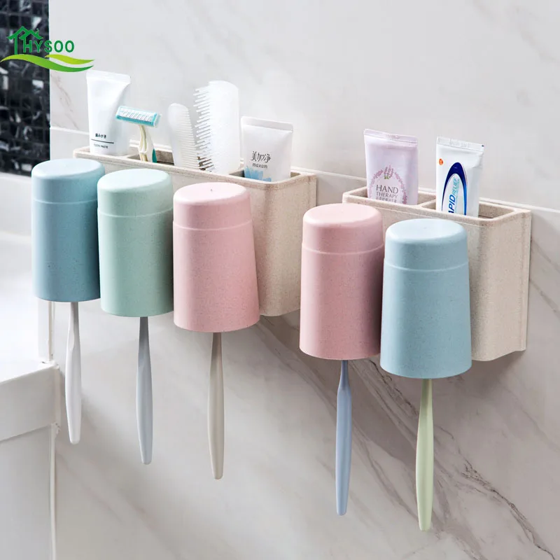 Buy Punch free Wall mounted Toothbrush Holder Cup Set