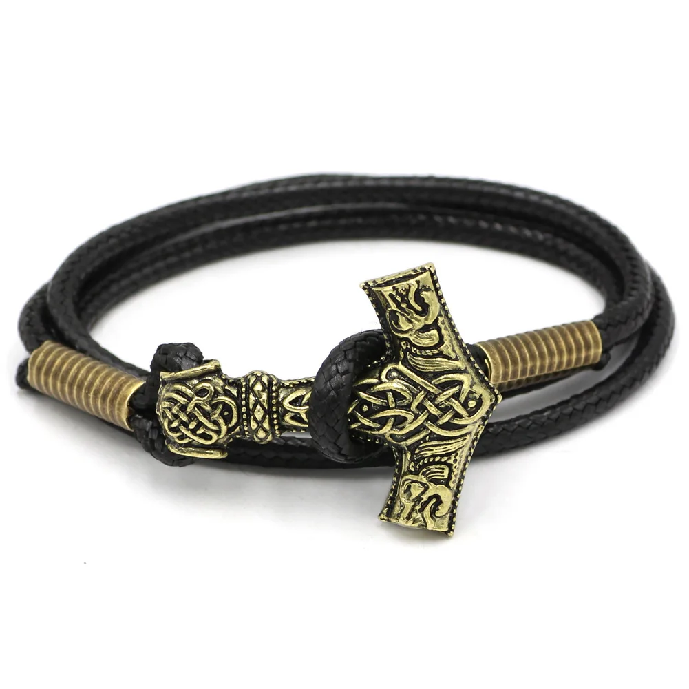 Youeshone 10pcs Men Norse God Viking Odin Wolf THOR'S HAMMER MJOLNIR Bracelet- 23cm | Украшения и аксессуары