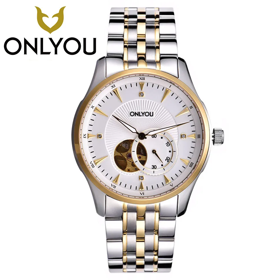 

ONLYOU Golden Watches Men Mechanical Watch Stainless Steel Top Brands Luxury Man Watch Men Clock Wristwatch Wholesale