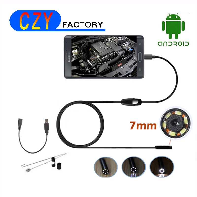 3.5m Android PC Endoscope Camera with 7mm Lens 6LED Waterproof OTG