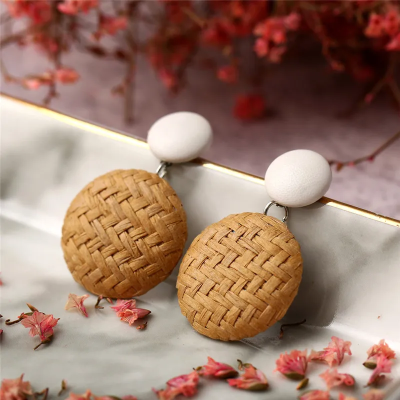 

Zorcvens 2019 Korea Handmade Braid Pendent Drop Earrings New Fashion Rattan Vine Knit Long Earrings For Women
