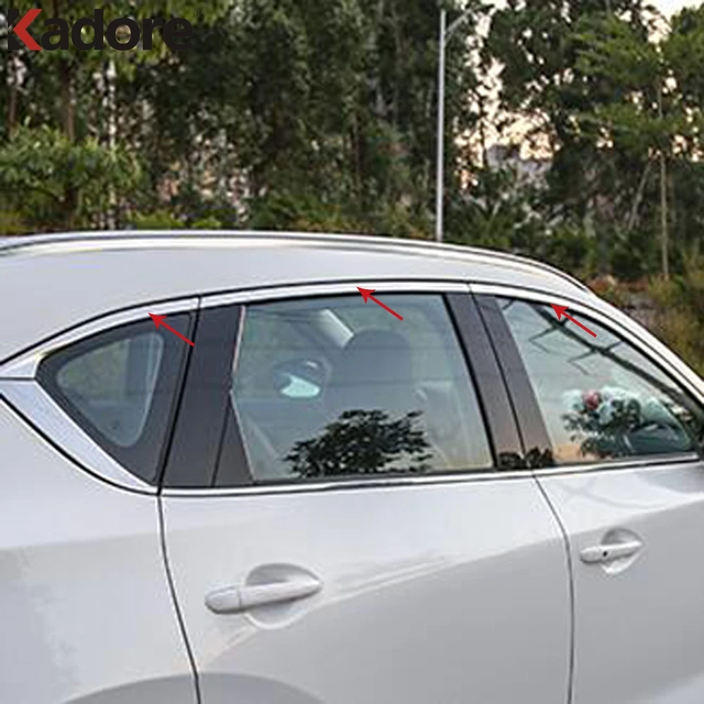

For Mazda CX5 CX-5 2017 2018 Stainless Steel Car Upper Window Sill Trims Cover Exterior Decoration Accessories 6Pcs/set