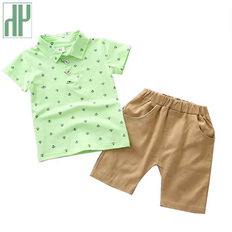 

Baby Boys summer clothes Anchor print kids clothes boy set T-shirt+Short Cartoon Baby Sport Suit toddler girls boutique outfits