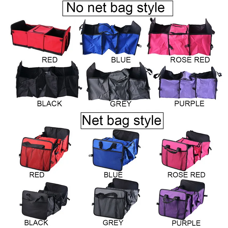

2 Types Net Bag Car Oxford Cloth Storage Box Mesh Net Pocket Auto Trunk Tidy Storage Organizer 31x28x60cm